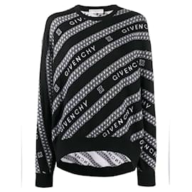Maglione a maglia con righe diagonali e logo Givenchy