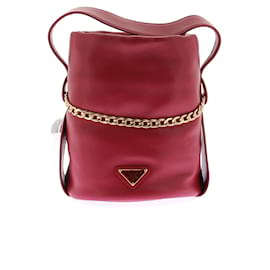 Prada Borsa a secchiello bordeaux in pelle nappa