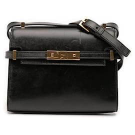 Borsa a spalla Manhattan in vitello nero di Saint Laurent