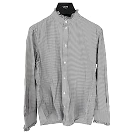 Blusa di cotone a righe con colletto a volant - Céline