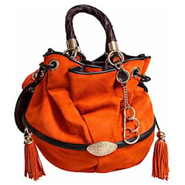 Borsa Lancel Brigitte Bardot arancione in Alcantara