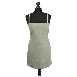 Autre Marque SIR. Ärmelloses Mini Kleid aus Leinen Khaki