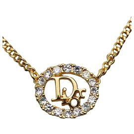 Collana placcata in oro Christian Dior con strass