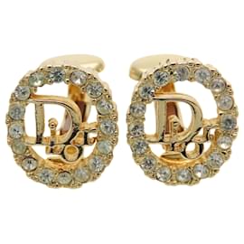 Goldene Clip-Ohrringe von Christian Dior mit Strass