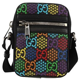 Borsa messenger con zip frontale Gucci in tela GG rivestita con stampa psichedelica mini