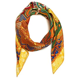 Bufanda Cuadrada Hermès 90 Carpe Diem 1994 Joachim Metz de Seda Twill Hermes