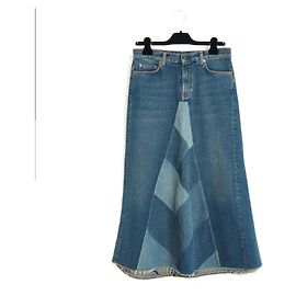 Saint Laurent 2014 Patchwork-Rock FR40 Slimane Denim Midi UK12 US29