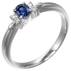 Pt900 Platin-Saphir-Diamantring - Autre Marque
