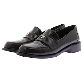 Chanel Leather Loafers Black Size 39.5