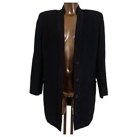 Langer Salvatore Ferragamo Mantel aus nachtblauer Wolle