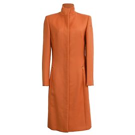 Gianni Versace Couture High-Neck Coat with Pockets in Orange Wool