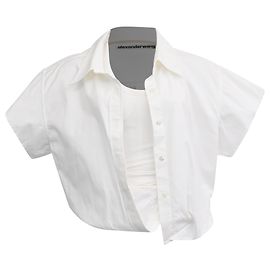 Blusa de jersey recortada, en capas y acanalada de Alexander Wang en algodón blanco