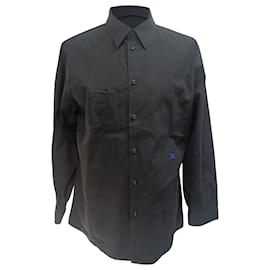 Camicia in cotone nero ricamata EKD di Burberry