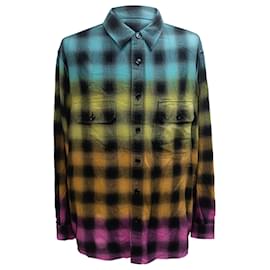Camicia in flanella a quadri tie-dye Celine in cotone multicolore - Céline