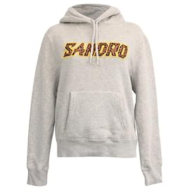 Sandro Logo Hoodie aus grauer Baumwolle