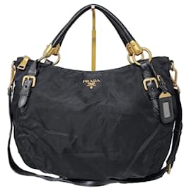 Borsa a mano Prada in nylon con manico superiore in jacquard nero