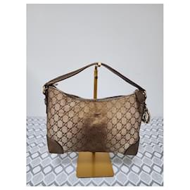 Borsa Hobo in Tela GG Cuore Bit Gucci Marrone