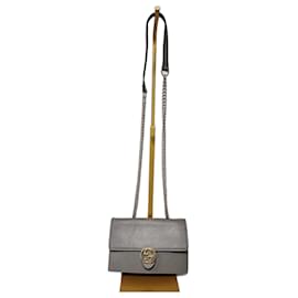 GUCCI Cartera de cuero con solapa Dollar Interlocking G Cadena Gris - Gucci