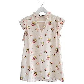 Blusa de cuello con volantes floral Louis Vuitton Resort 2017