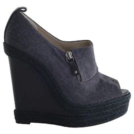 Sandali espadrilles in tela con zeppa Christian Louboutin