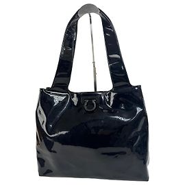 Bolso de cuero charol vintage Salvatore Ferragamo negro
