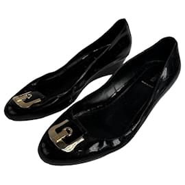 Zoccoli in pelle verniciata Fendi vintage neri EU41