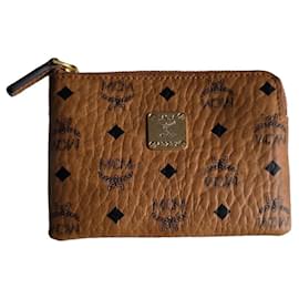 MCM Visetos Wallet Brown Leather