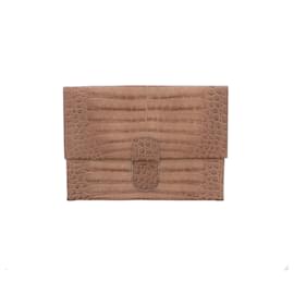 Pochette in crocco marrone - La Bagagerie