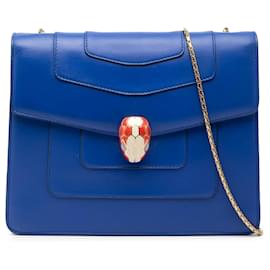 Bulgari Bvlgari Blu Piccola Borsa Quadrata in Pelle Serpenti Forever con Catena a Spalla
