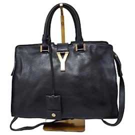 YVES SAINT LAURENT Mousse Cuir de Veau Lisse Petit Cabas ChYc Sac à Bandoulière Noir - Yves Saint Laurent