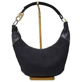 Borsa hobo in denim con dettagli in pelle vintage Gucci nera