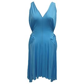 Vestido midi de escote en V y cintura con lazo en acetato azul de Boutique Moschino