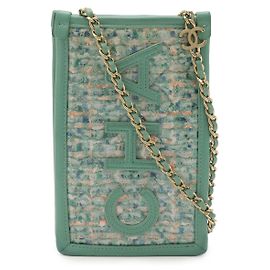 Borsa a spalla in tweed Chanel in pelle vinilica