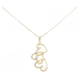Au750 Three Stone Heart Diamond Necklace - Autre Marque