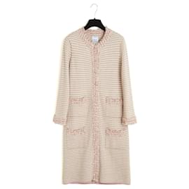 Chanel 2006 Maxi Cardigan Mantel FR38 Rosa Kaschmir Lange Jacke UK10 US6