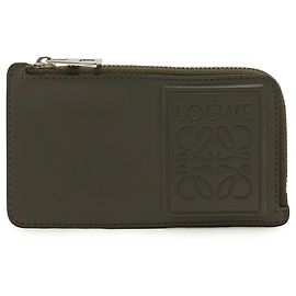 Monedero y tarjetero de cuero gris Loewe