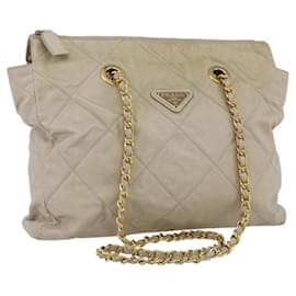 PRADA Borsa a Spalla con Catena Nylon Avorio Oro Auth 164262 - Prada