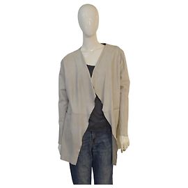 Autre Marque Chaqueta abierta de cuero de cordero marfil Giorgio Brato IT44 / M – Hecha en Italia