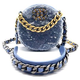 Runde Chanel Clutch mit Kette Pailletten Mini