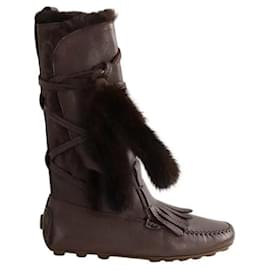 Saint Laurent Stivali in pelle marrone