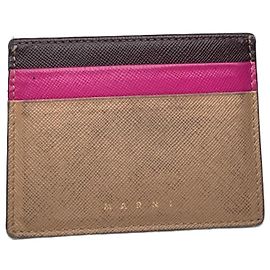 Vintage Marni Leather Card Holder Brown Purple Black