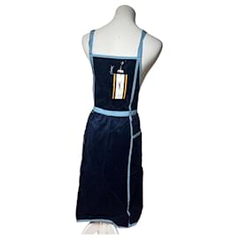 Vestido de terciopelo y lona vintage Yves Saint Laurent azul marino M