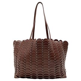 Borsa tote in pelle marrone con catena Paco Rabanne