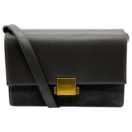Saint Laurent Graue Leder-/Wildleder-Bellachasse Mittel Schultertasche