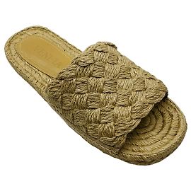 Sandali piatti in juta intrecciata Bottega Veneta in zucchero di canna naturale