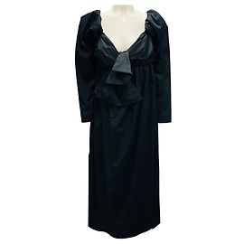 Maje Vestido Midi Negro Valentina con Lazo Aje