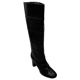Chloé Schwarze Lederstiefel mit genähten Details von Chloe