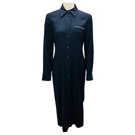 Vestido midi de botones frontales adornado con cuentas Monili Peserico en azul marino
