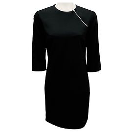 Autre Marque Vestido de crepé elástico negro con detalles de cremallera Nellie Partow