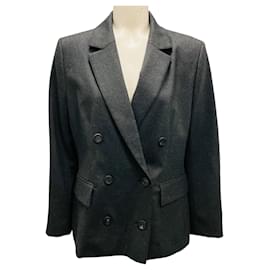 Peserico grauer Wollblazer mit doppelter Knopfleiste